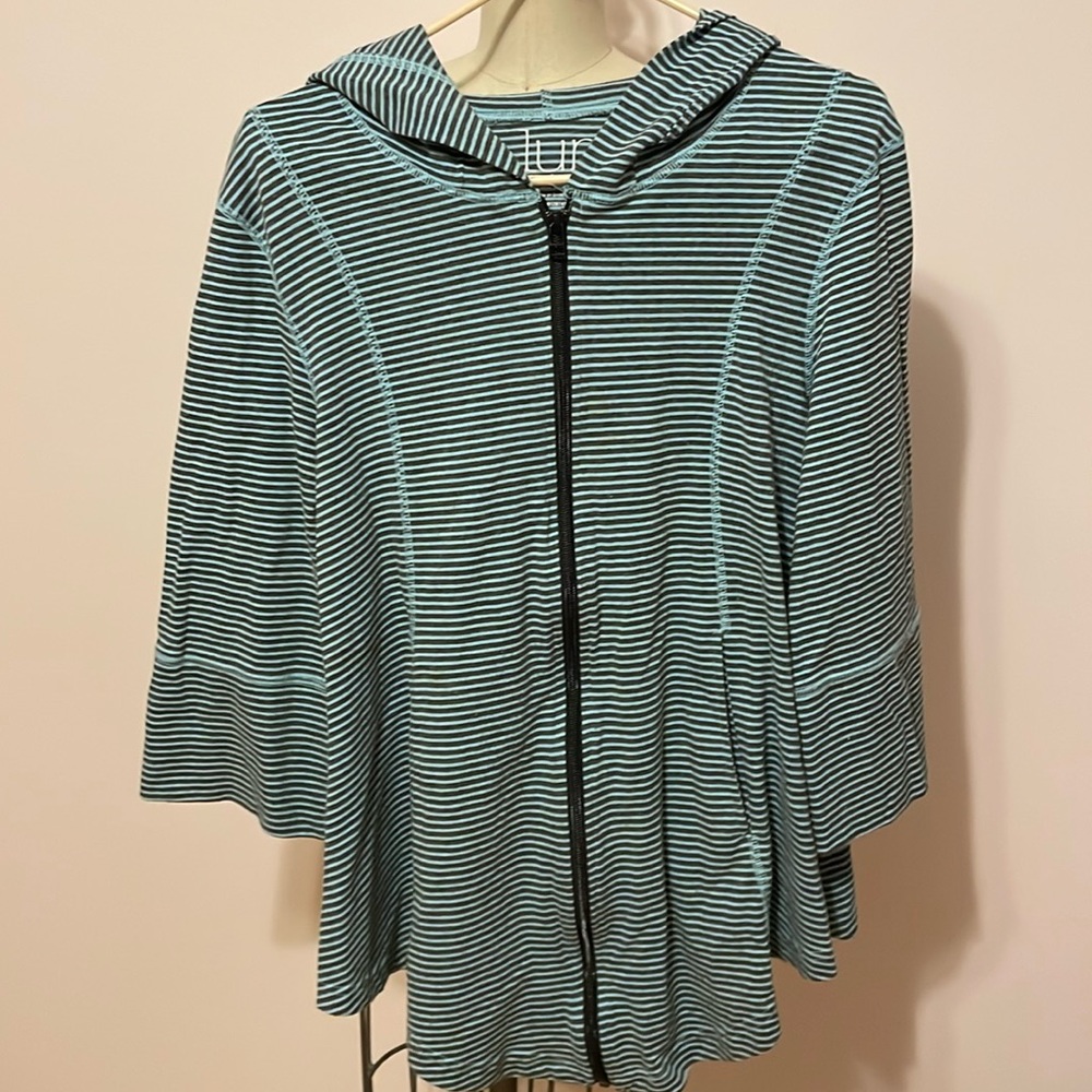 Women’s Sweatshirt Pullover Light Blue/Gray Lur Sz Large